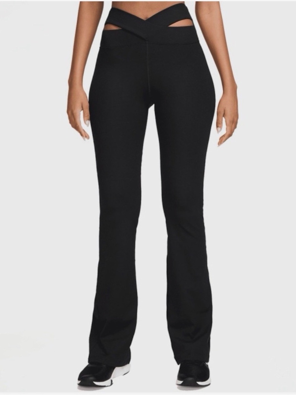 High-Waist Crisscross Black Flare Pants